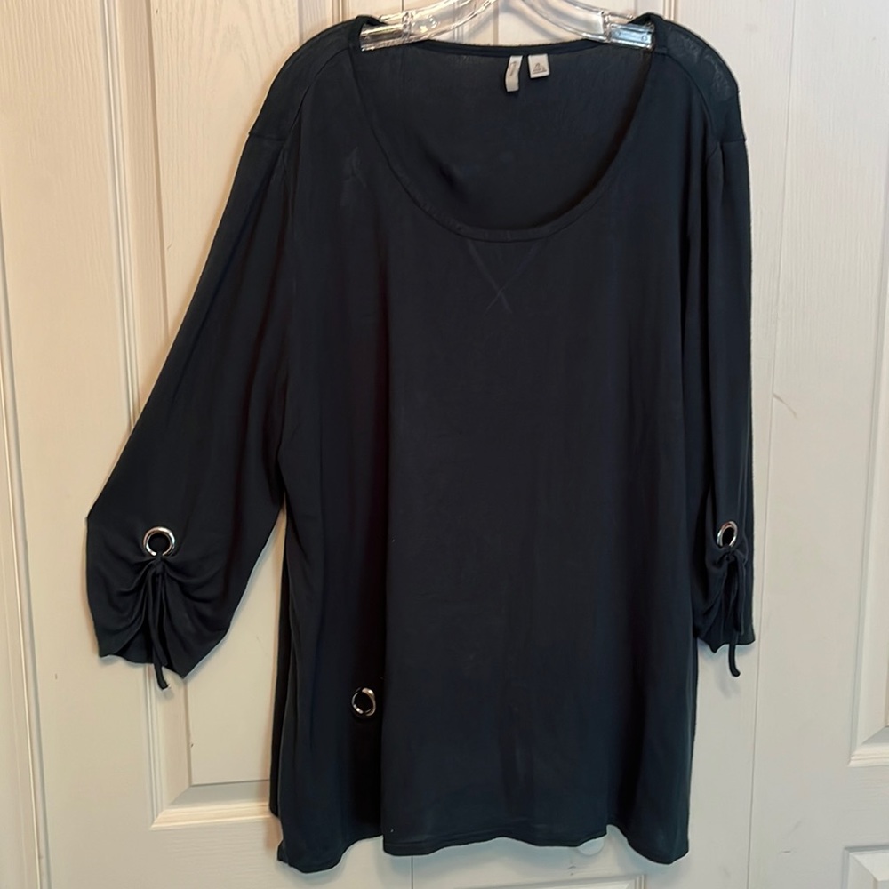 Cato sweater top with silver grommets